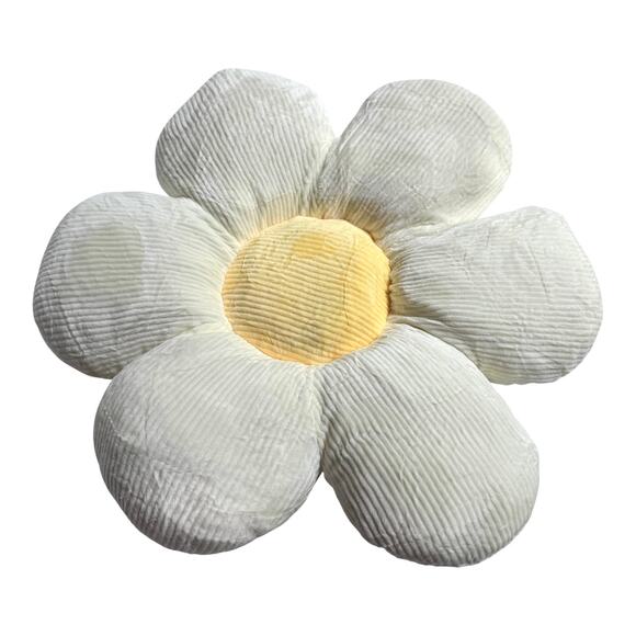 Lissidoll Flower Plush THROW PILLOW 16.5" Cushion Soft White Yellow Girls Room - Picture 2 of 5